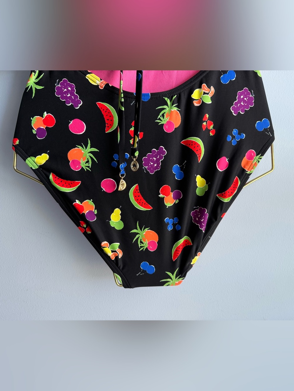 Kate Spade Women's Black & Colorful Fruits One Piece Tie Swimsuit Size Small - Picture 7 of 11